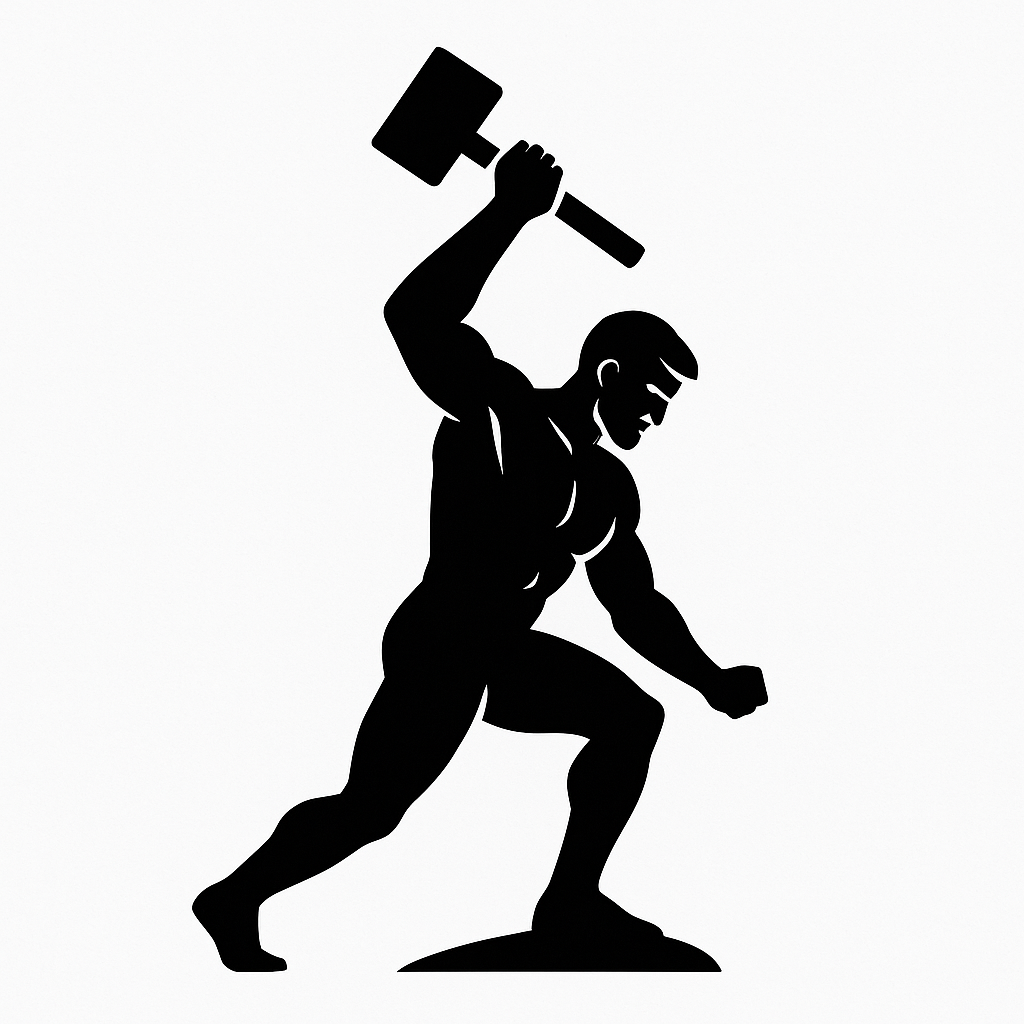 atlas con martillo en silueta